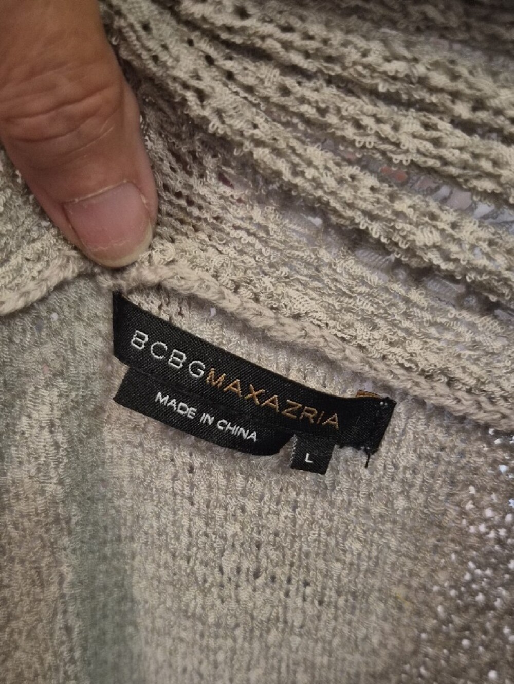 BCBGMaxAzria Sleeveless Ribbed Open-Front Cardigan - Taupe - Picture 2 of 9